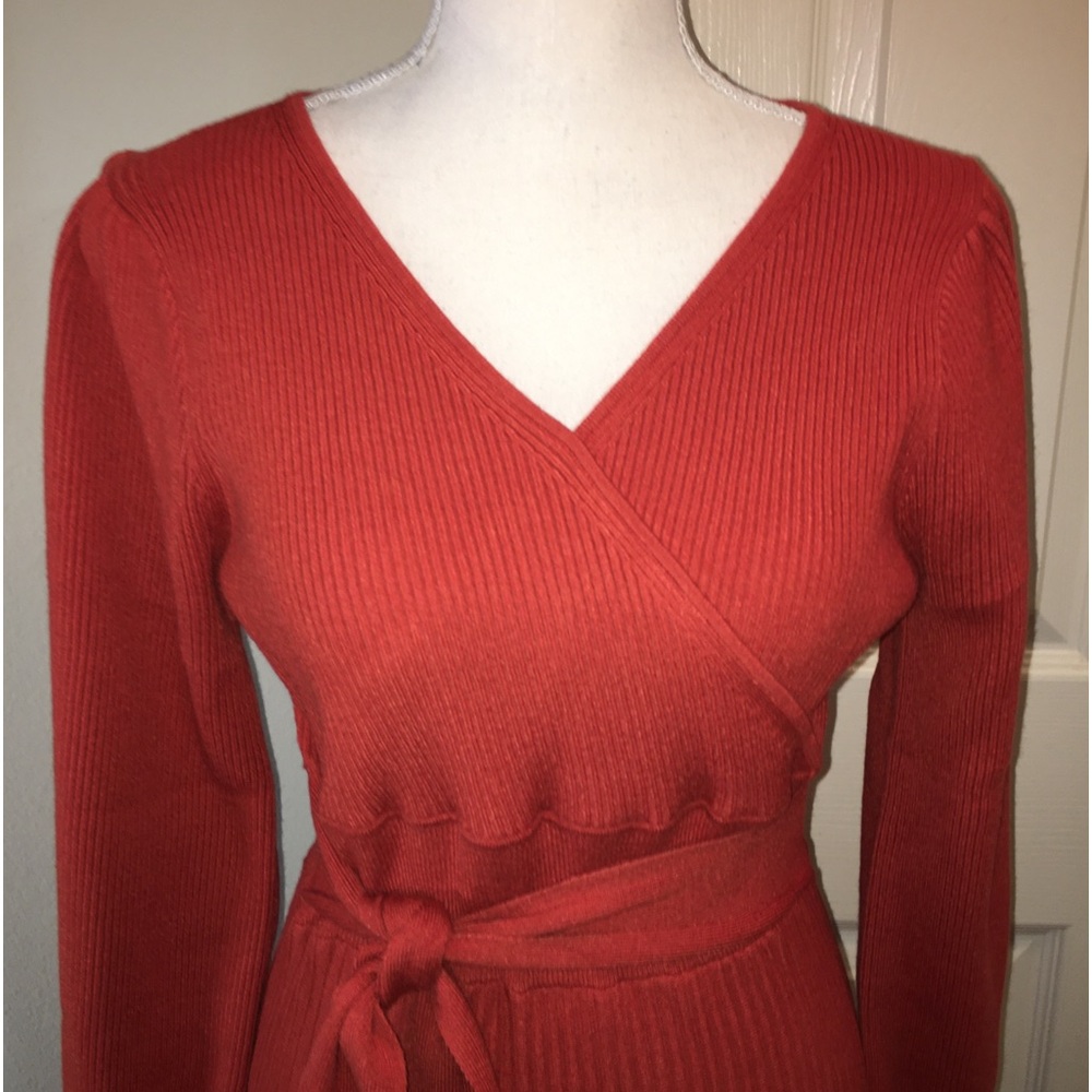 Viciall Faux Wrap Ribbed Sweater Dress - Picture 2 of 13